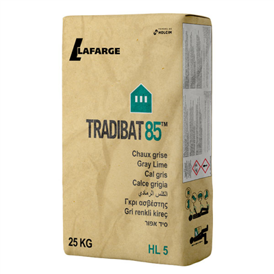 Chaux grise HL5 pour enduits maçonneries et couvertures - Tradibat 85 - sac de 25,0 KG