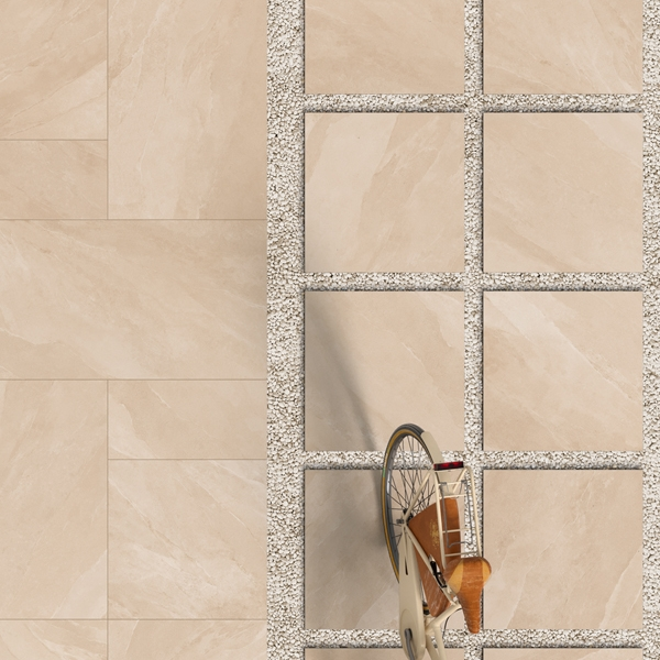 Carrelage extérieur en grès cérame rectifié effet pierre Titano Grip - 60 CM x 60 CM - ép. 20 MM - Beige