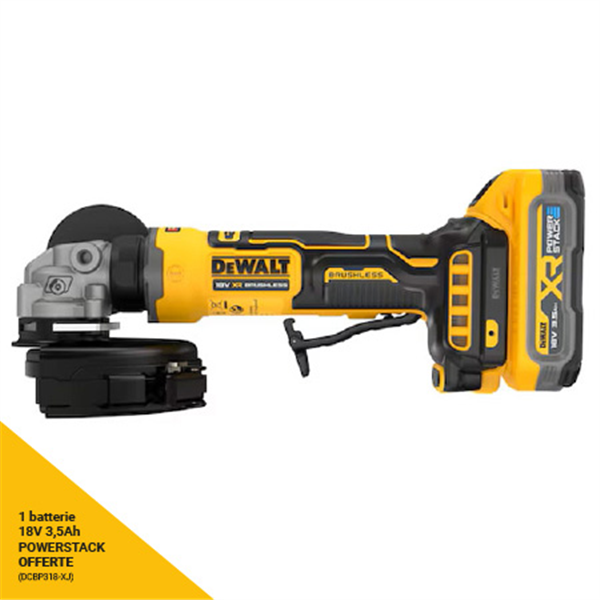 Meuleuse d'angle sans fil 18V 125 mm - DCG404S2T-QW Dewalt - En coffret avec 2 battries 3,5 Ah Powerstack et chargeur