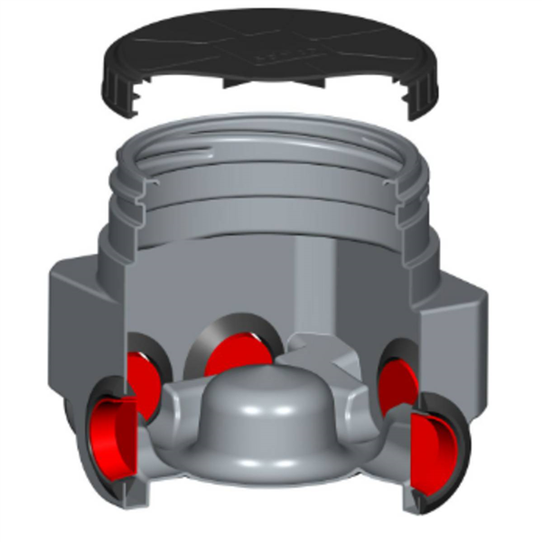 Boîte de répartition-branchement-bouclage en polyéthylène - 40 x 40 cm - 6 entrées/sorties - diamètre 100 mm