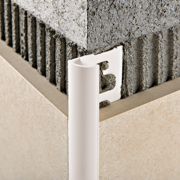 Baguette d'angle PVC pour carrelage forme arrondie - Projolly Eco - 8,00 MM x 2,70 M - Blanc
