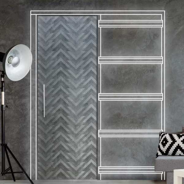 Châssis à galandage ajouré Gypso pour porte coulissante escamotable - ouverture de 70 CM x 203 CM