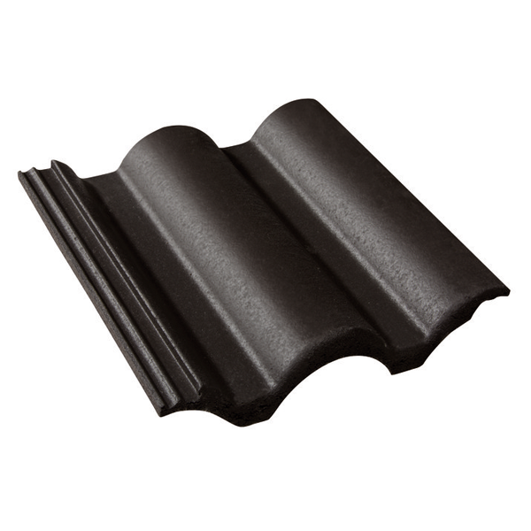 Tuile béton grand moule à fort galbe - Plein Ciel - Noir - 42 x 33.2 cm