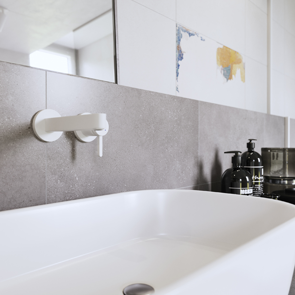 Faïence salle de bain effet béton ciré en grès cérame émaillé rectifié - Betonico - 60,0 CM x 30,0 CM - ép. 8,00 MM - Gris