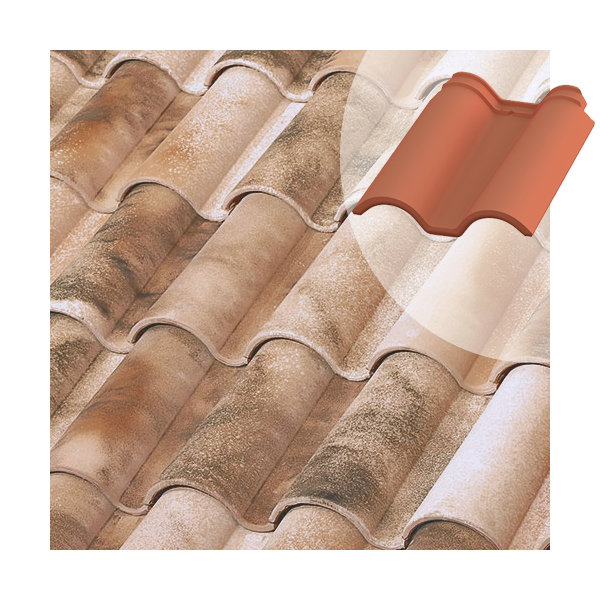 Tuile et demie en terre cuite TB-12 Tejas Borja pour rive droite  - coloris Nature Lamalou - 436 MM x 360 MM