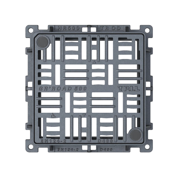 Grille carrée plate verrouillée en fonte PMR D400 avec cadre - ouverture libre 700,0 mm x 700,0 mm