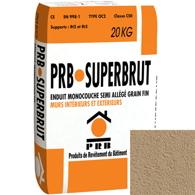 Enduit monocouche semi-allégé à grain fin PRB Superbrut type OC2 - Lascaux - sac de 20 kg
