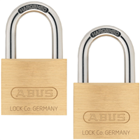 Cadenas à clé Abus 60/40 en laiton massif avec anse en acier cémenté - avec 2 clés - 38,5 x 65,5 mm - lot de 2