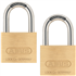Cadenas à clé Abus 60/40 en laiton massif avec anse en acier cémenté - avec 2 clés - 38,5 x 65,5 mm - lot de 2