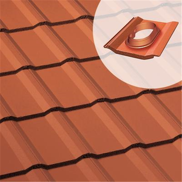 Tuile à douille béton pour système Durovent - Perspective - Rouge sienne - 42 x 33 cm