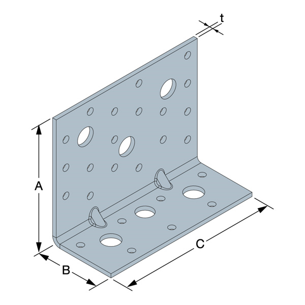 Equerre de fixation renforcée pour assemblage charpente - AE48-R - 90 x 48 x 48 mm - ép. 3 mm