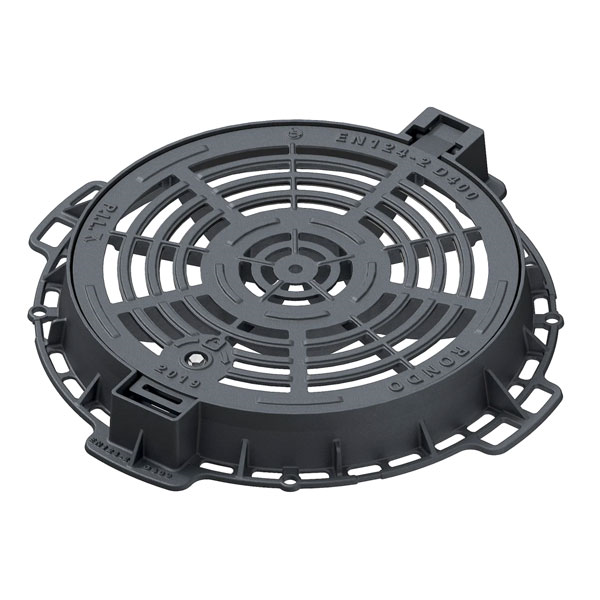 Regard eau pluviale avec grille en fonte D400 Rondo PMR - articulé et verrouillé - ∅850 mm passage utile ∅600 mm