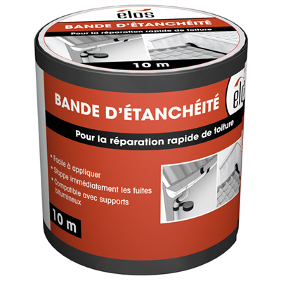 Bande d'étanchéité à l'eau autocollante bitumineuse Elos - 15 CM x 10 M - Gris