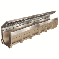 Caniveau MEADRAIN SV1000 avec grille passerelle fonte CLIPFIX C250 1M