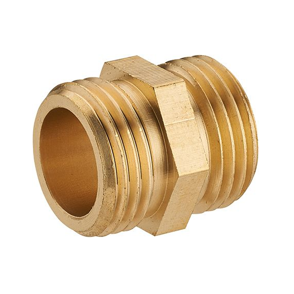 Mamelon double mâle égal - M 15 x 21 - À visser - Laiton - 5 pièces