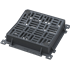 Grille carrée concave verrouillée en fonte PMR D400 avec cadre - ouverture libre 600,0 mm x 600,0 mm