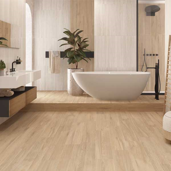 Carrelage imitation bois intérieur Roble en grès cérame émaillé – 120 x 23.3 cm – ép. 8.7 mm - Nook