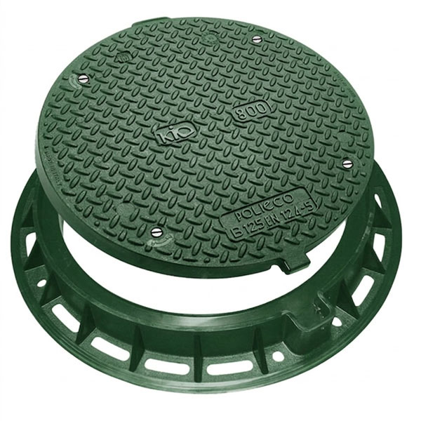 Tampon de regard composite rond - KIO 800 B125 - Diamètre 840 mm - Vert