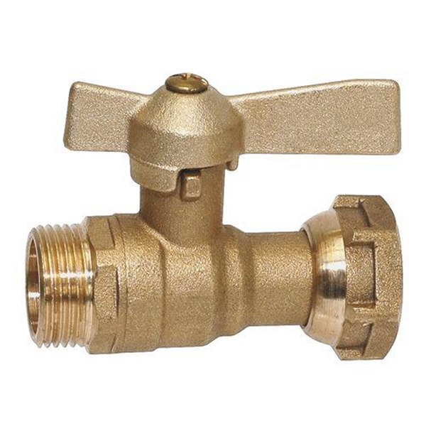 Robinet d'arrêt pour compteur Mâle 1" Ecrou tournant 3/4" Manette papillon