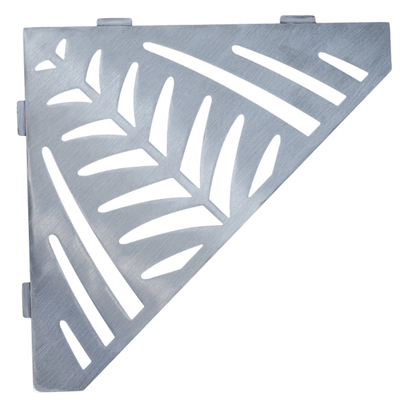 Étagère de douche en acier Inox brossé - forme Pentagone design Jungle - 36,0 CM x 26,0 CM x 3,00 MM