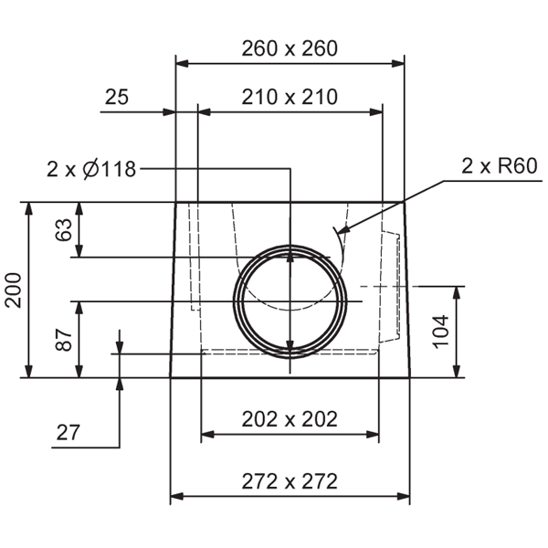 Boîte allégée pour eau pluviale RBA en béton - à emboîtement - dimensions intérieures 20x20 CM