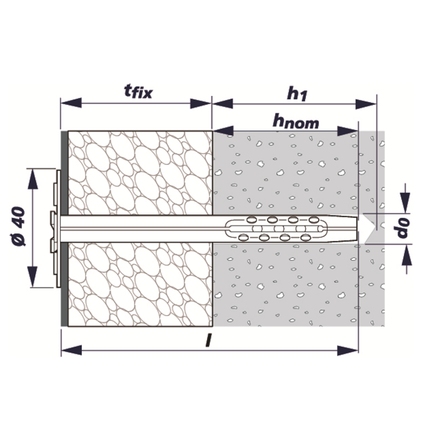 Cheville à frapper Métal-Iso L80 mm - Isolant souple et rigide d'épaisseur 30 mm - Boîte de 250