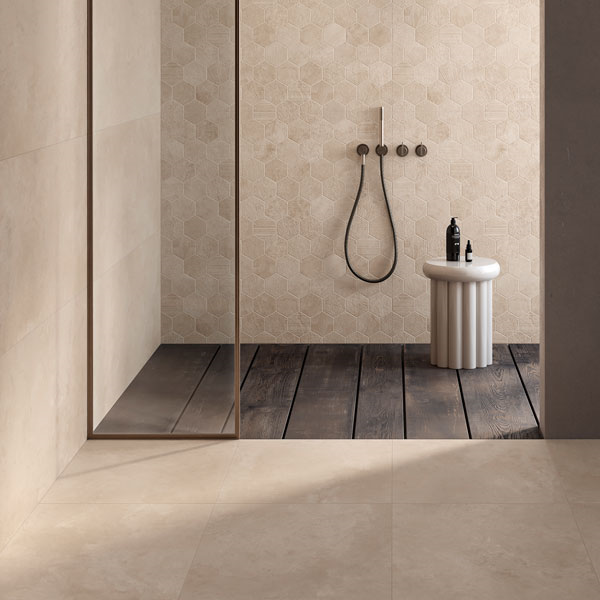 Carrelage intérieur effet béton en grès cérame rectifié - Framework Concrete GRIP - 60,0 cm x 30,00 cm - ép. 8,2 mm - Beige