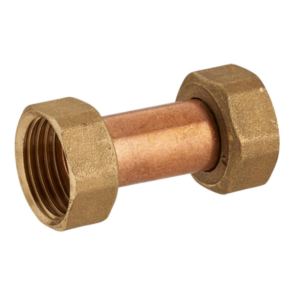 Manchon double femelle à écrous tournants - F 15 x 21 - Laiton et cuivre - Noyon & Thiebault