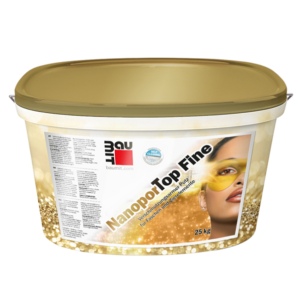 Enduit fin autonettoyant pour façades extérieures - NanoporTop Fine Baumit - seau de 25 kg