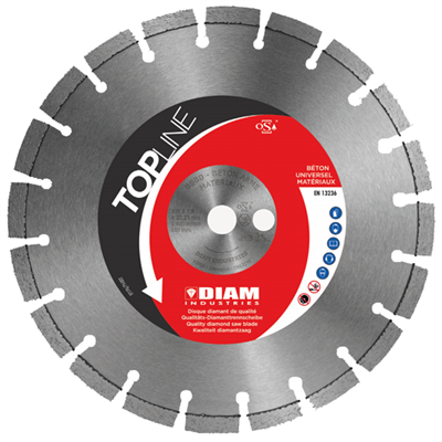 Disque diamant pour béton universel matériaux Ø450 mm Alésage 25,4 mm - Diam Industries