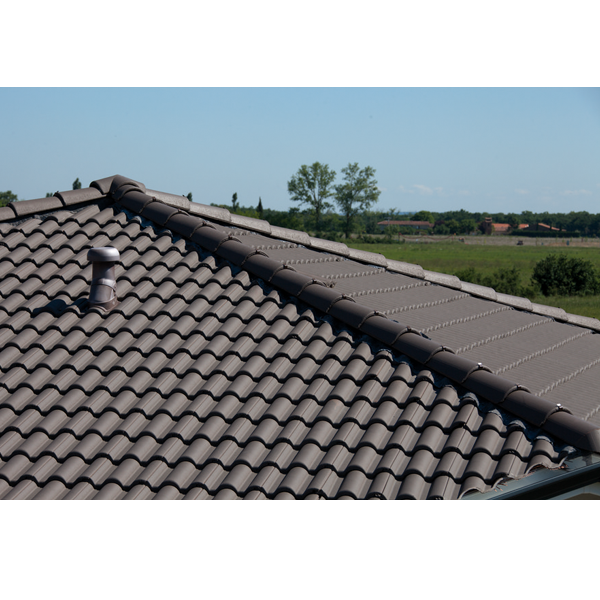 Tuile béton grand moule à fort galbe - Plein Ciel - Brun - 42 x 33.2 cm