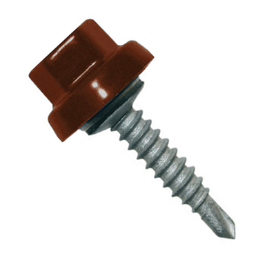 Vis bac acier Rouge tuile RAL8012 - Zacrovis Bois TH12 - 6,3 MM x 22,0 MM - Boîte de 100