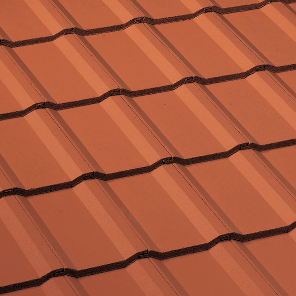 Tuile béton grand moule à faible relief - Perspective - Rouge sienne - 42 x 33 cm