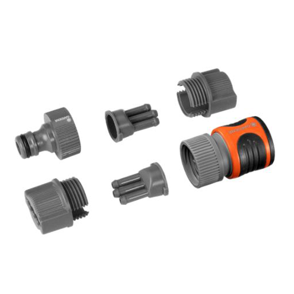 Ensemble pour raccordement tuyau arroseur souple - Avec nez de robinet et aquastop - Gardena