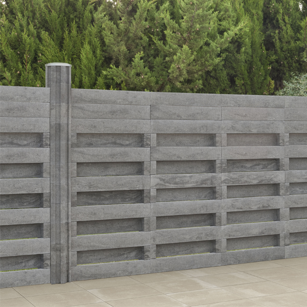 Poteau de clôture multi-angles Toscana en béton décoratif anthracite - Ø 22,0 CM x 17,1 CM