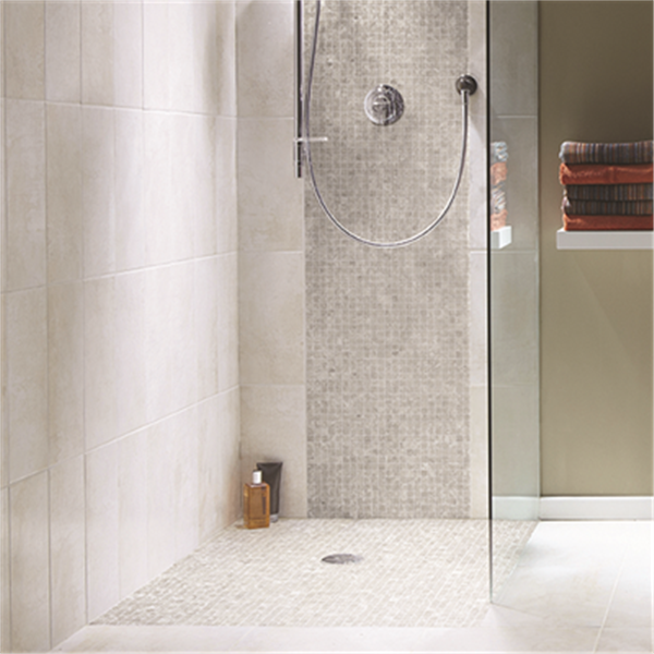 Carrelage mosaïque antidérapante - 5 x 5 cm - plaque de 31,2 x 47 cm - Blanc