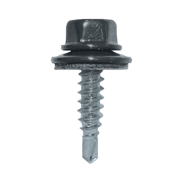 Vis autoperceuse tête hexagonale Colorvis avec rondelle VG 14 dimensions 4.8x20 RAL 7016 - boîte de 100