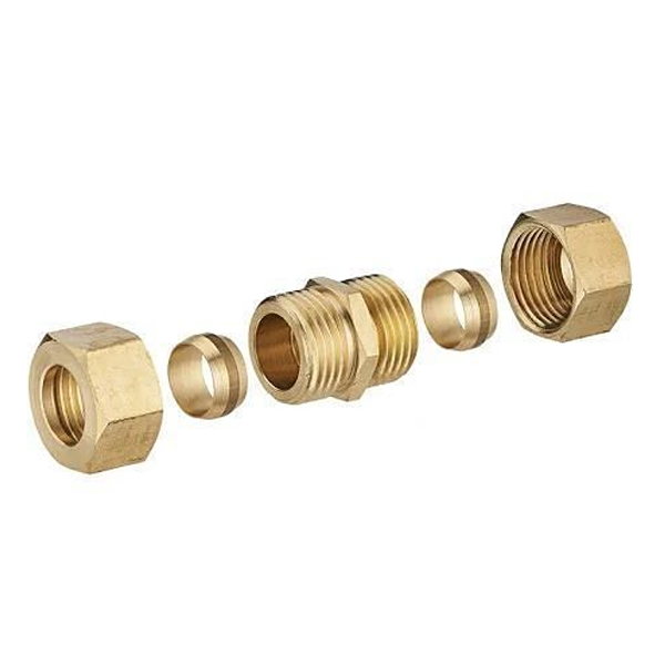 Raccord jonction bicône égal pour tube en cuivre - Diamètre 14 mm - À visser - Cuivre