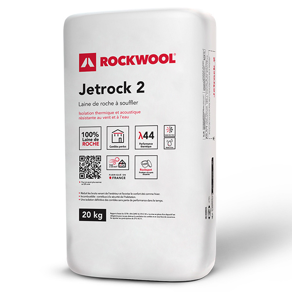 Laine de roche à souffler pour isolation des combles perdus - Jetrock 2 - Sac de 20 kg