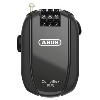Antivol avec câble en acier rétractable et combinaison à code - Combiflex StopOver - longueur 65 cm noir