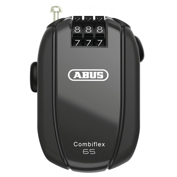 Antivol avec câble en acier rétractable et combinaison à code - Combiflex StopOver - longueur 65 cm noir