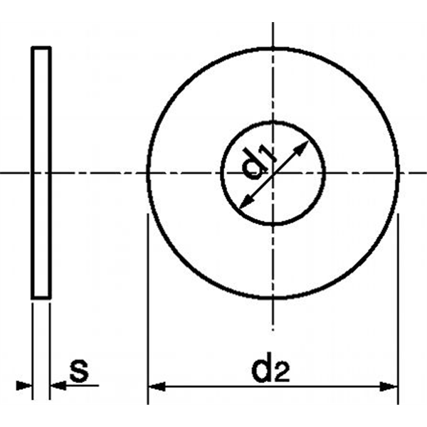 Rondelle plate large type L inox A2 NFE 25513-25514 M8 diamètre extérieur 22 mm épaisseur 1.5 mm - boîte de 200