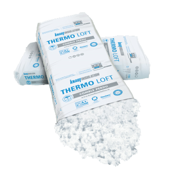 Laine de verre à souffler pour combles perdus - Thermo Loft Knauf - Sac de 16,6 KG