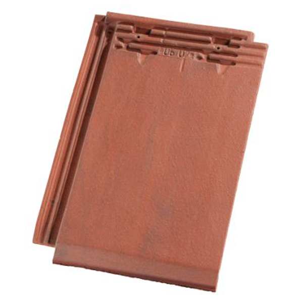 Tuile en terre cuite - Alpha 10 - emboîtement grand moule faiblement galbée à pureau plat - Rouge ancien