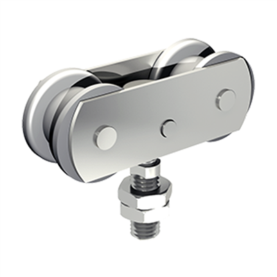 Monture pivotante réglable en hauteur galets acier vis M14 force 150kg