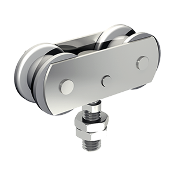 Monture pivotante réglable en hauteur galets acier vis M14 force 150kg