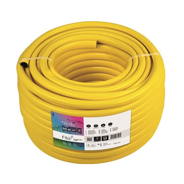 Tuyau d'arrosage semi-professionnel Lily Fitt - Diamètre 15 mm - Longueur 50 mètres - Jaune