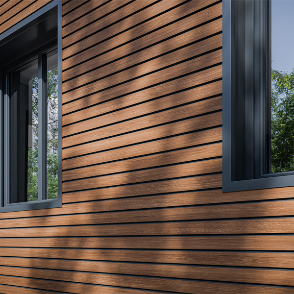 Bardage en PVC cellulaire imitation bois aspect claire-voie - Claircel Premium - Haut. 163,00 MM - Long. 4,00 M - Chêne Miel