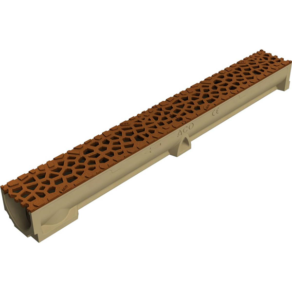 ACO SELF 100 BP HAUTEUR 95MM GRILLE VORONOÏ FONTE CORTEN B125