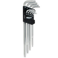 Jeu de 9 clés mâles KS Tools 5 pans étoile percées extra longues
